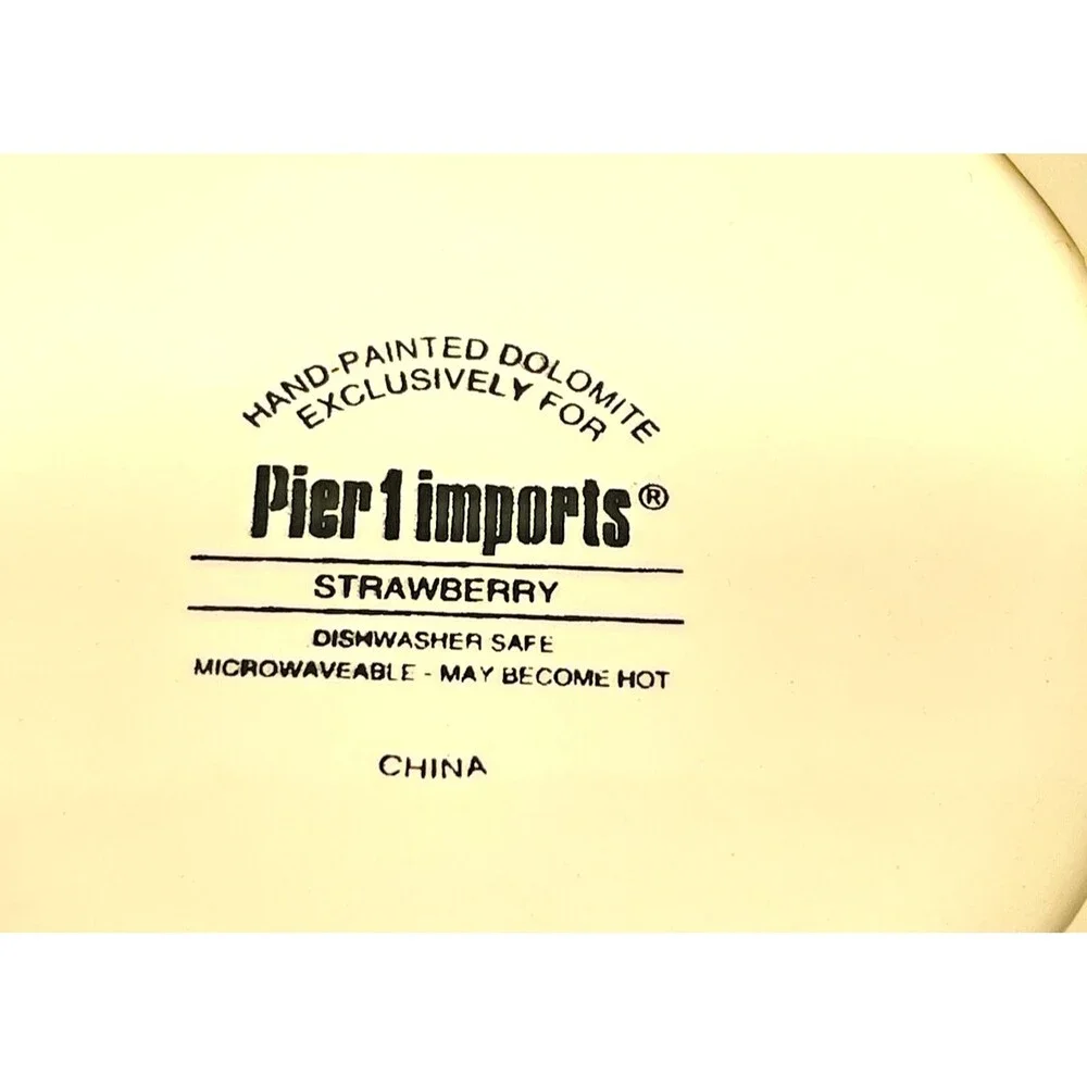 Pier 1 Imports Strawberry 11” Ceramic Cake Stand & 9.5” Server Hand Painted-Excl